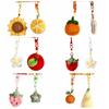 1pair Bag Hanging Knitted Flower Pendant Woolen Car Keyrings Cute Crochet Fruit Keychains  Backpack