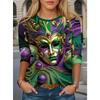 Ladies' Elegant Floral Printed T-shirt - Comfortable Round Neck Long Sleeve Top