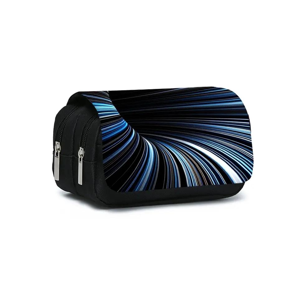Laser Vortex Pattern Double Flip Fabric Pen/Pencil Pouch Case Boy/Girls Best Gift 3D School Office Use Children Model WKA14