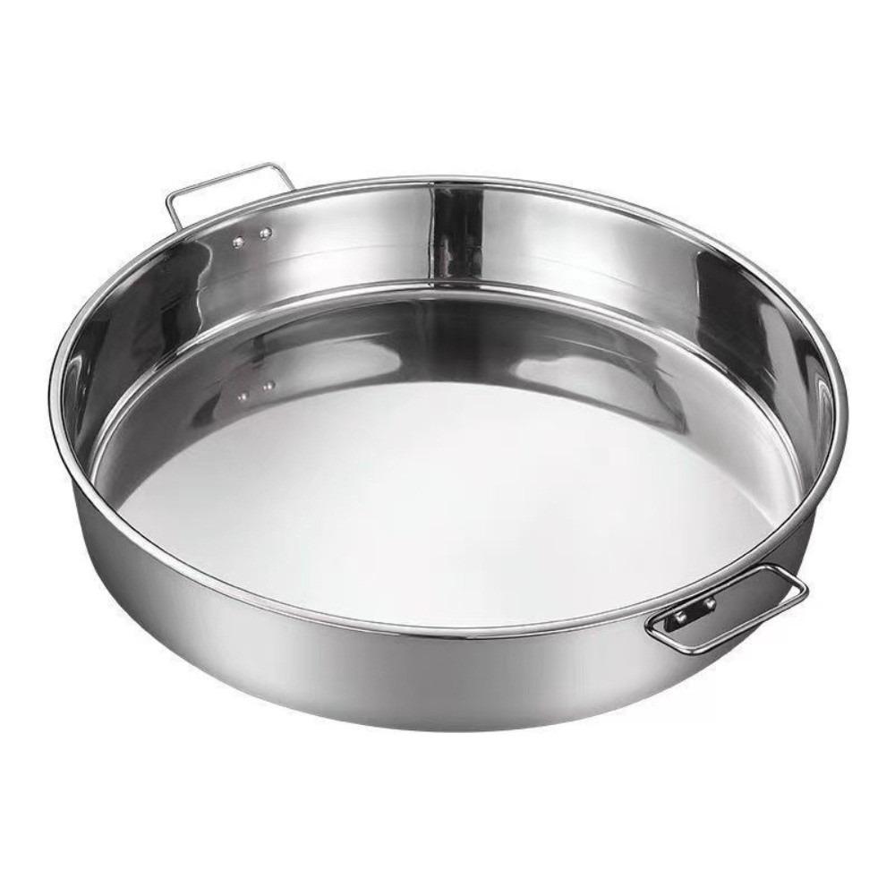 Stainless Steel Steaming Tray with Handle Noodles Rice Plate Vegetable Fish Pan Kitchen