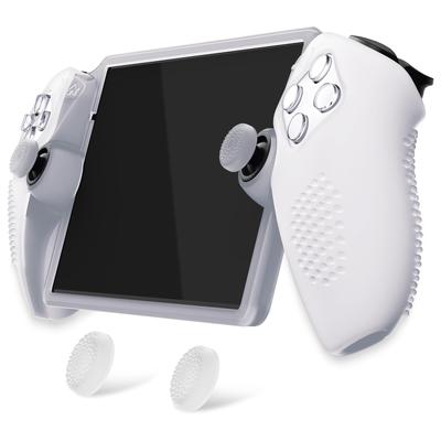 Beschermhoes voor PlayVital PS met 3D-studontwerp voor verbeterde grip en compatibele thumb grip cap voor Portal, anti-slip [Helder Wit]