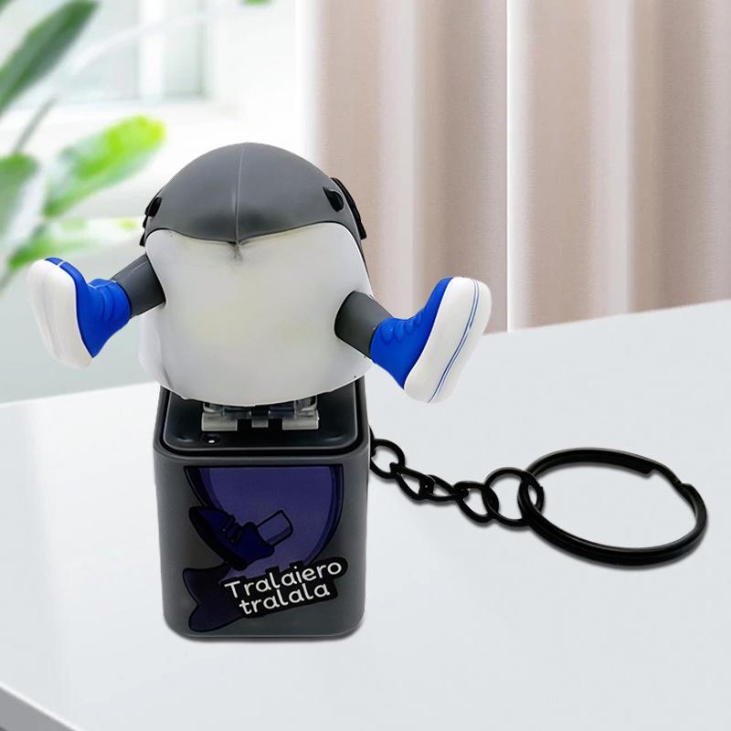 Chaveiro de Botão Homem Palito de Madeira Não Tóxico 3Dnew Tralalero Tralala Tungtungtung Com Pingente Luminoso - Decoração Periférica de Anime Presente Brinquedos