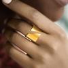 Chic Geometric 15MM Stainless Steel Gold Color Rings for Women, Girls Birthday Party Statement Gift To Her Metal Jewelry