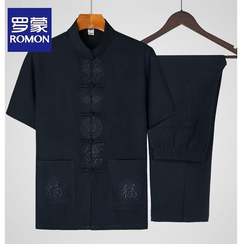 Romon Men s Chinese Style Cotton Linen Tang Suit Set 41/175