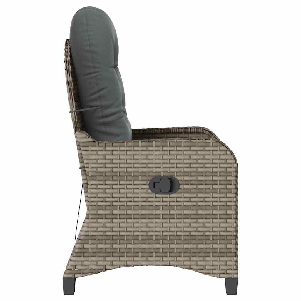 Reclining Chair with Cushion Gray 56 X 66 X 95 Cm Poly Rattan
