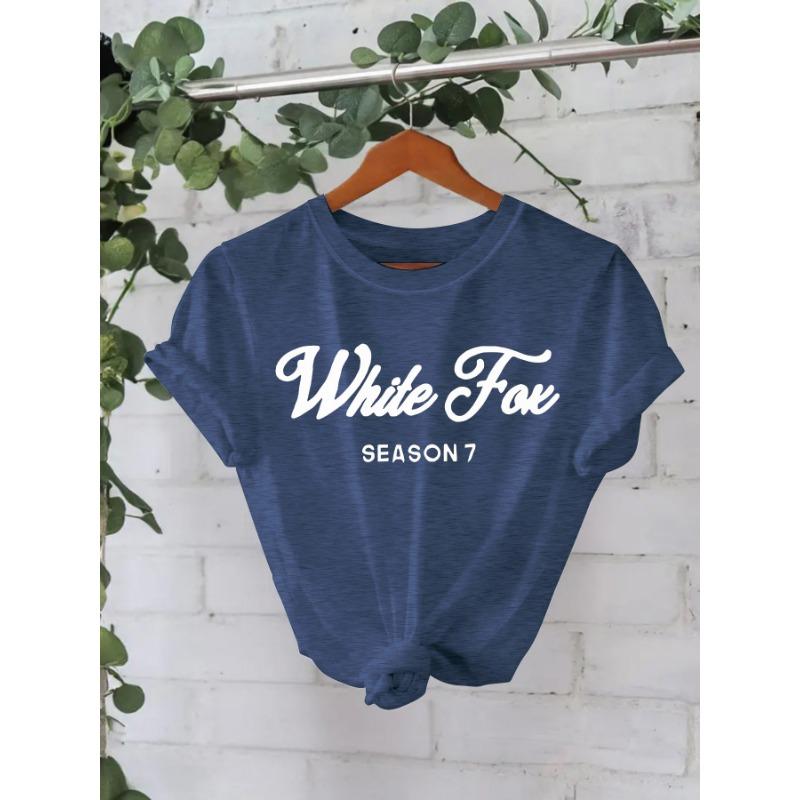 Ny Dam Slogan Tryckt Rundhalsad Lös Kortärmad Casual T-shirt