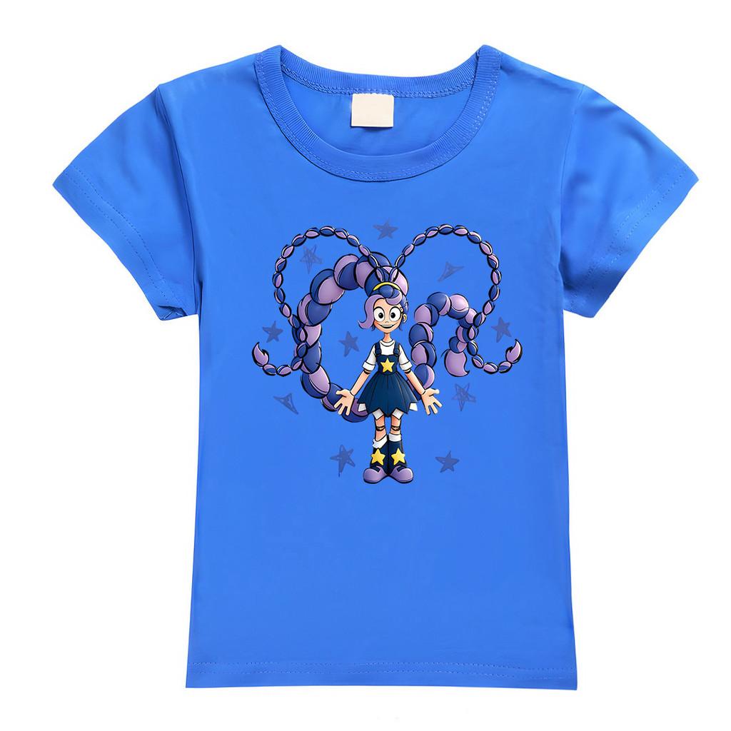 4140 Kids Girls Lily Lovebraids Cartoon Print Short Sleeves Casual T-Shirt