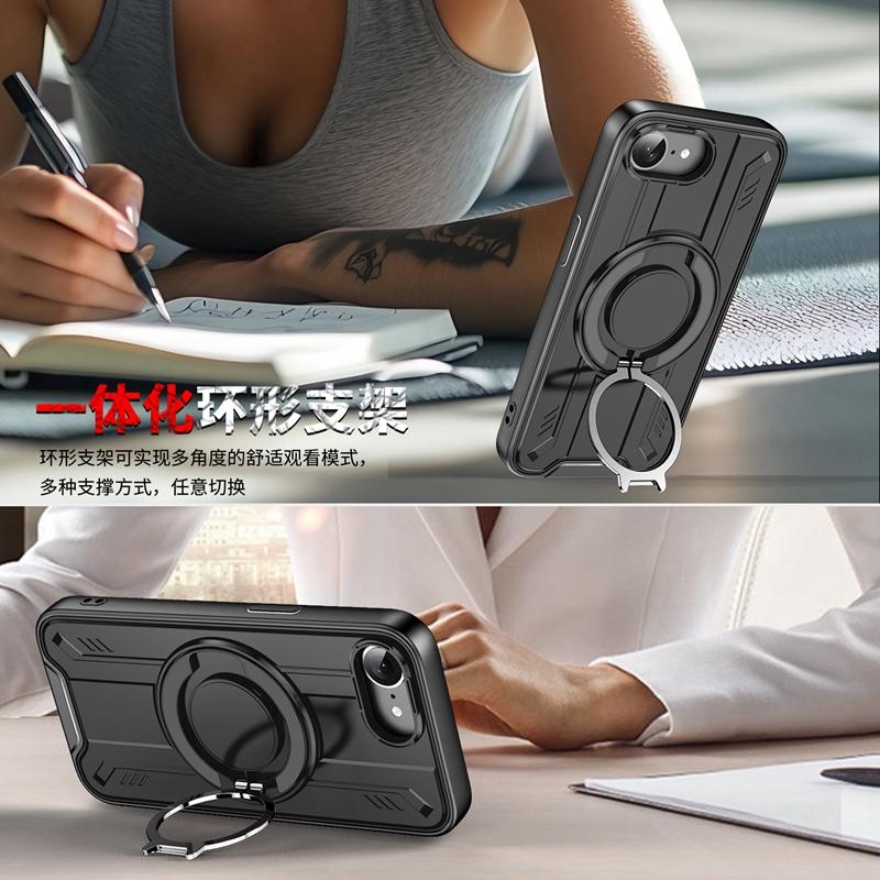 Armor Magnetic Ring Shockproof Case For Iphone 17 Air 16e 16 15 14 13 12 11 Pro Max Plus Camera Protect Cover