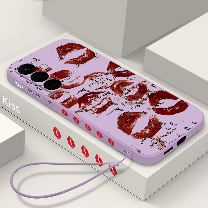 Coque Mode Motif Baisers Lèvres Pour Samsung Galaxy S26 S25 Ultra S24 S23 S22 Plus S21 FE A15 A16 A17 A35 A36 A54 A55 A56 5G Coque Souple