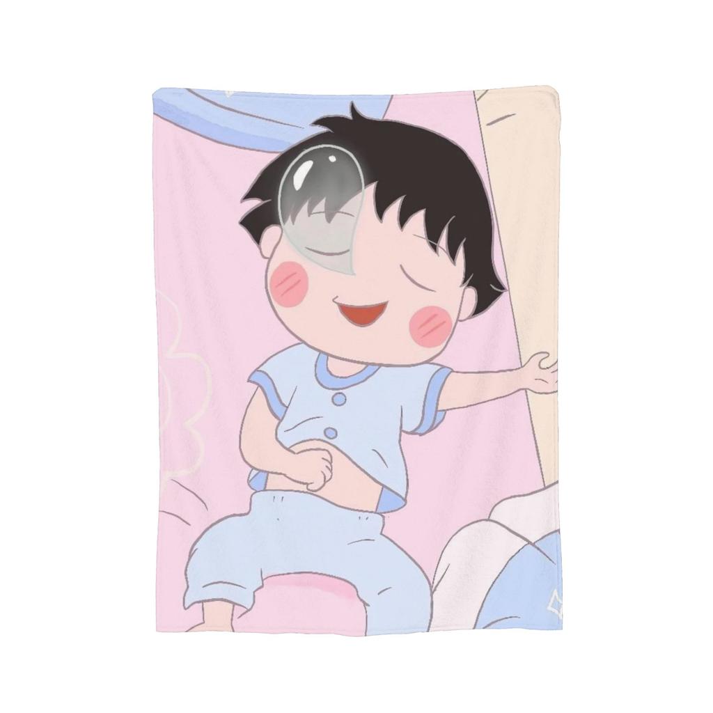 Anime Chibi Maruko Chan Blankets Flannel Spring Autumn Breathable Lightweight Throw Blankets for Sofa Travel Bedspreads