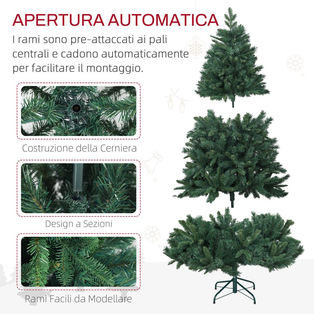 Artificial Christmas Tree 180cm with 1061 Branches and Metal Base, Green