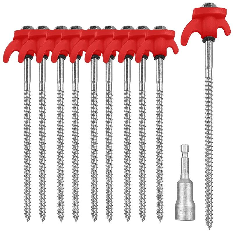 New Heavy Duty Spiral Screws With Hex Socket Stakes Ground Anchors Camping Stakes Tent Ground Nail Screw For Camping Tent Pegs