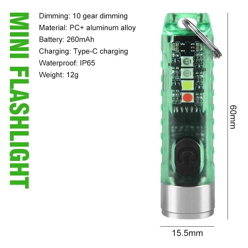 Mini Flashlight LED Multi-function Waterproof Keychain Flashlight Portable Waterproof Magnetic Warning Camping Torch Light