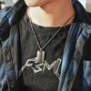 Emporio Armani Silver And Black Personality Stainless Steel Necklace Men Necklace EGS1921040