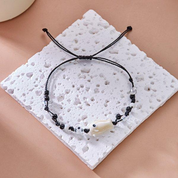 Handmade Colorful Ceramic Fish Beads Bracelet For Women Couple Braided Beads Bangle Bohemian Party Friendship Aesthetic Jewelry