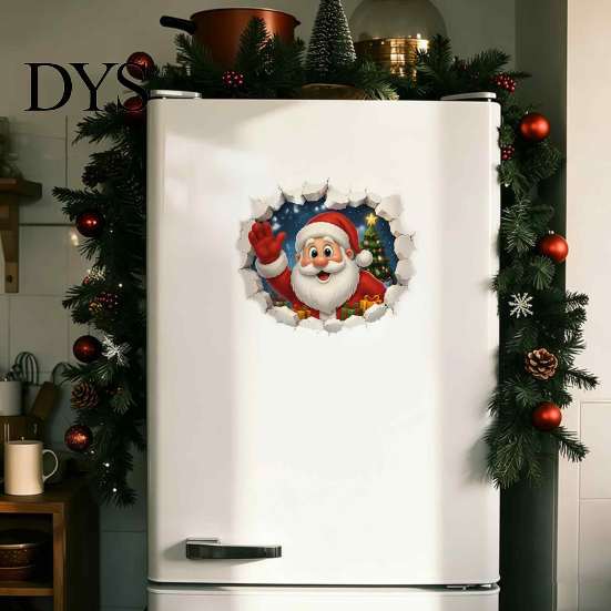 Festive Home Decoration 3D Christmas Wall Stickers, Self?Adhesive PVC Decals, Reindeer Santa Party Decorations Gingerbread Snowman Xmas Decor