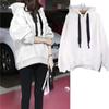 Pullover da donna con cappuccio autunno inverno, ampio, taglia grande, con velluto spesso, maglione, top a lunghezza media, cappotto
