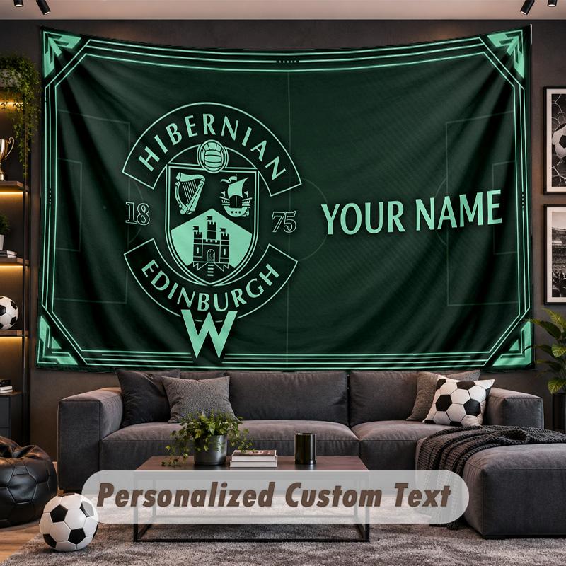Hibernian FC Personalized Tapestry Support Custom Name, Wall Art Home Decoration