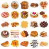 50 Creative Waffle Food Stickers for Notebooks & Power Banks - No Cutting Needed