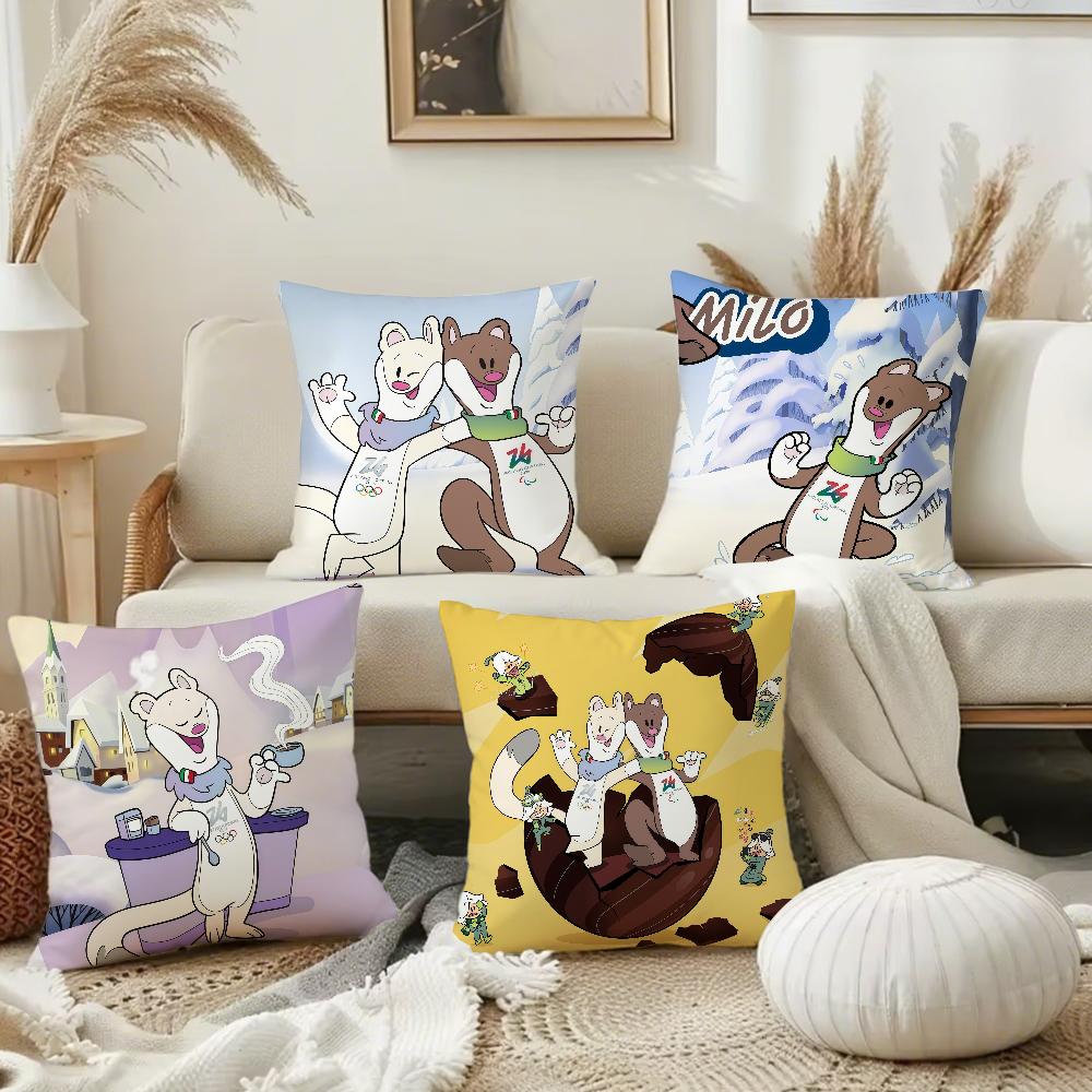 Mascot T-Tina And M-Milo Pillow Case Office Cushions Suitable For Sofa Car Bedroom Decorative Cushion Cover
