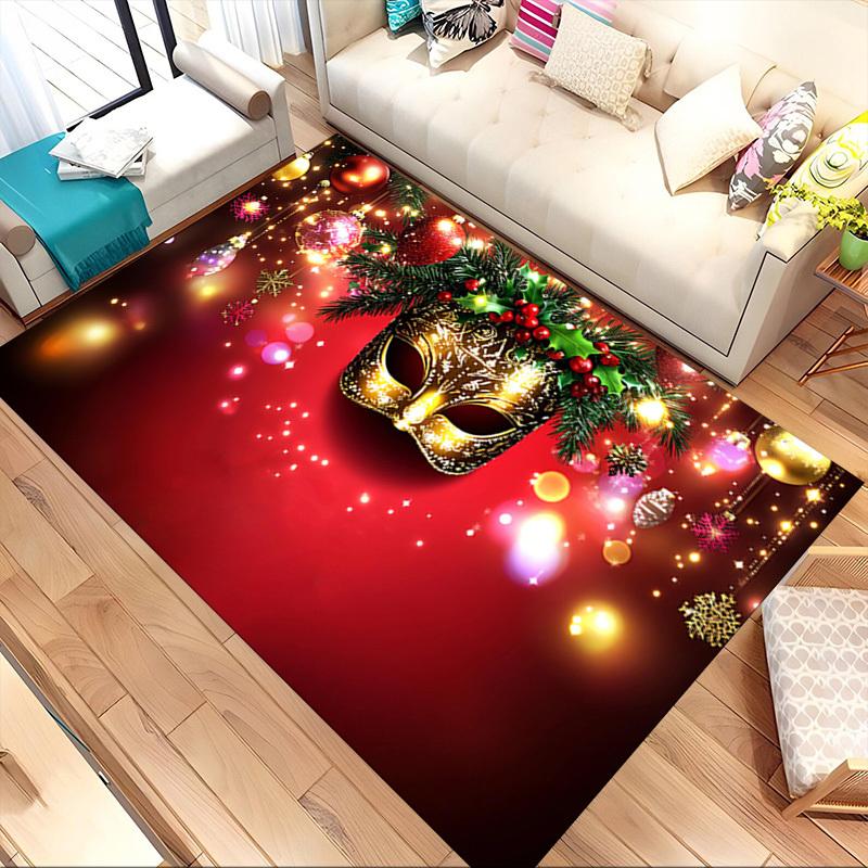 Christmas Mask Crystal Velvet Office Chair Mat Area Rug - Non-Slip, Floor Mat, Office Desk Chair Rugs,Christmas Gift-1106079