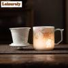 380ML Exquisite White Porcelain Filter Tea Separator Cup Personal Office Work Mug Tea Separation With Lid Filter Mug Drinkware