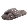 Ladies Furry Slippers Women Flat Bottom Home Indoor Slippers Warm Pearl Floor Furry Slippers Cotton Holiday Slippers for Women
