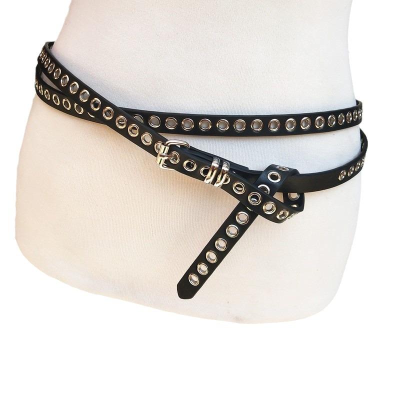 Spring Summer Double Circle Belt For Women Simple Waist Chain Any Knot Matching Belt Lengthened Leather