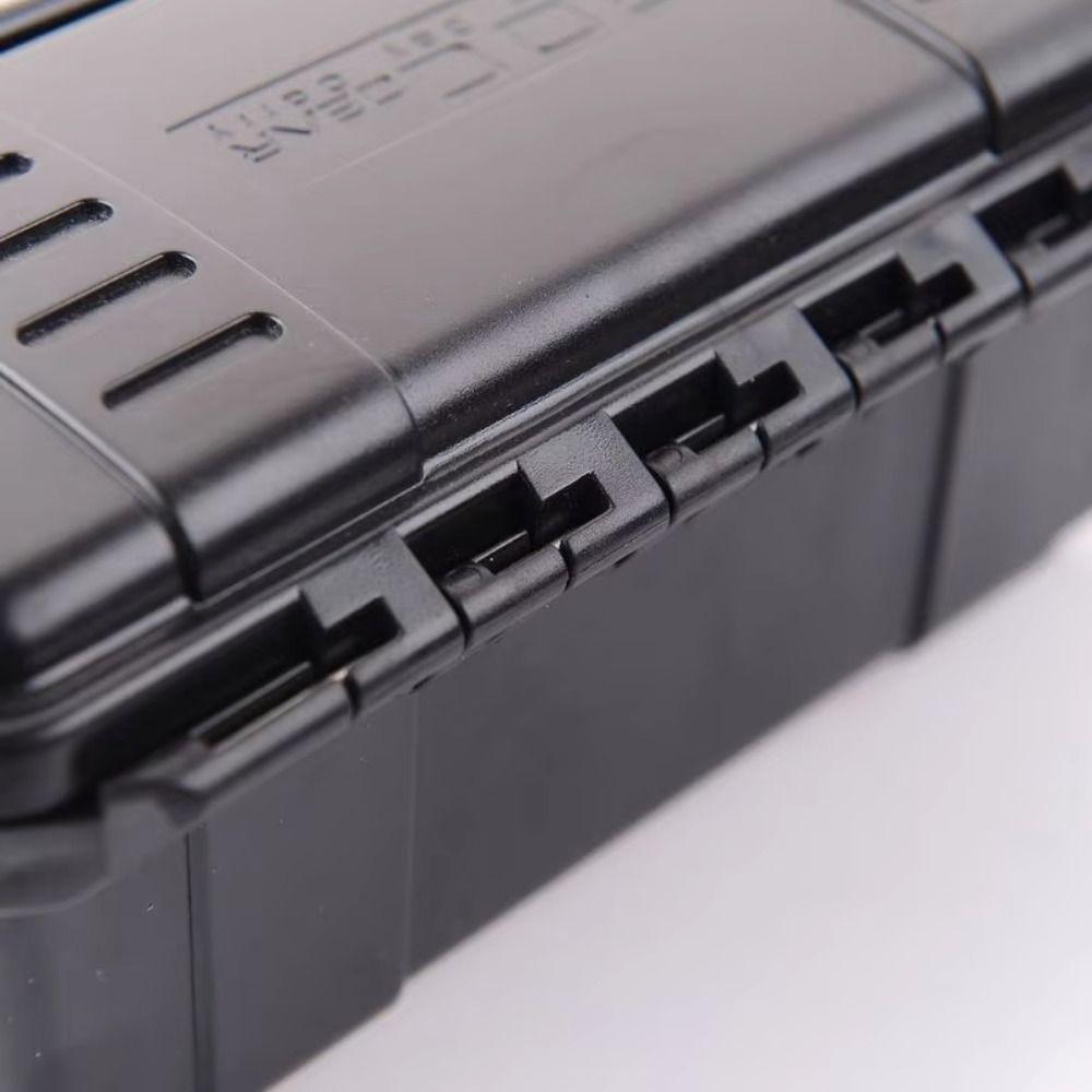 Portable ABS Sealed Toolbox Shockproof Waterproof Equipment Dry Box with Foam Lining Black Camping Storage Box