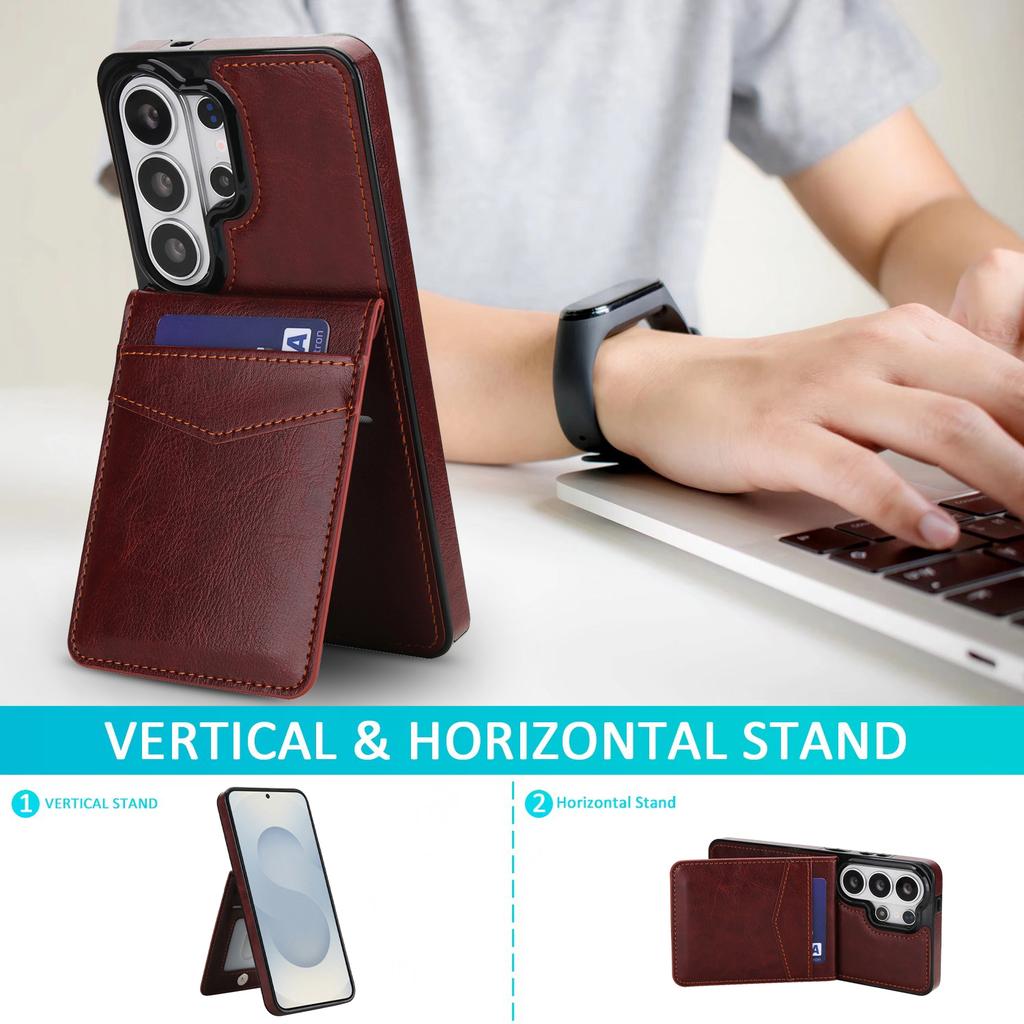 Leather Wallet Case for Samsung Galaxy S23 S24 S25 S26 Ultra Plus A57 A37 A56 A36 A26 A16 A55 Leather Card Holder Cover Stand