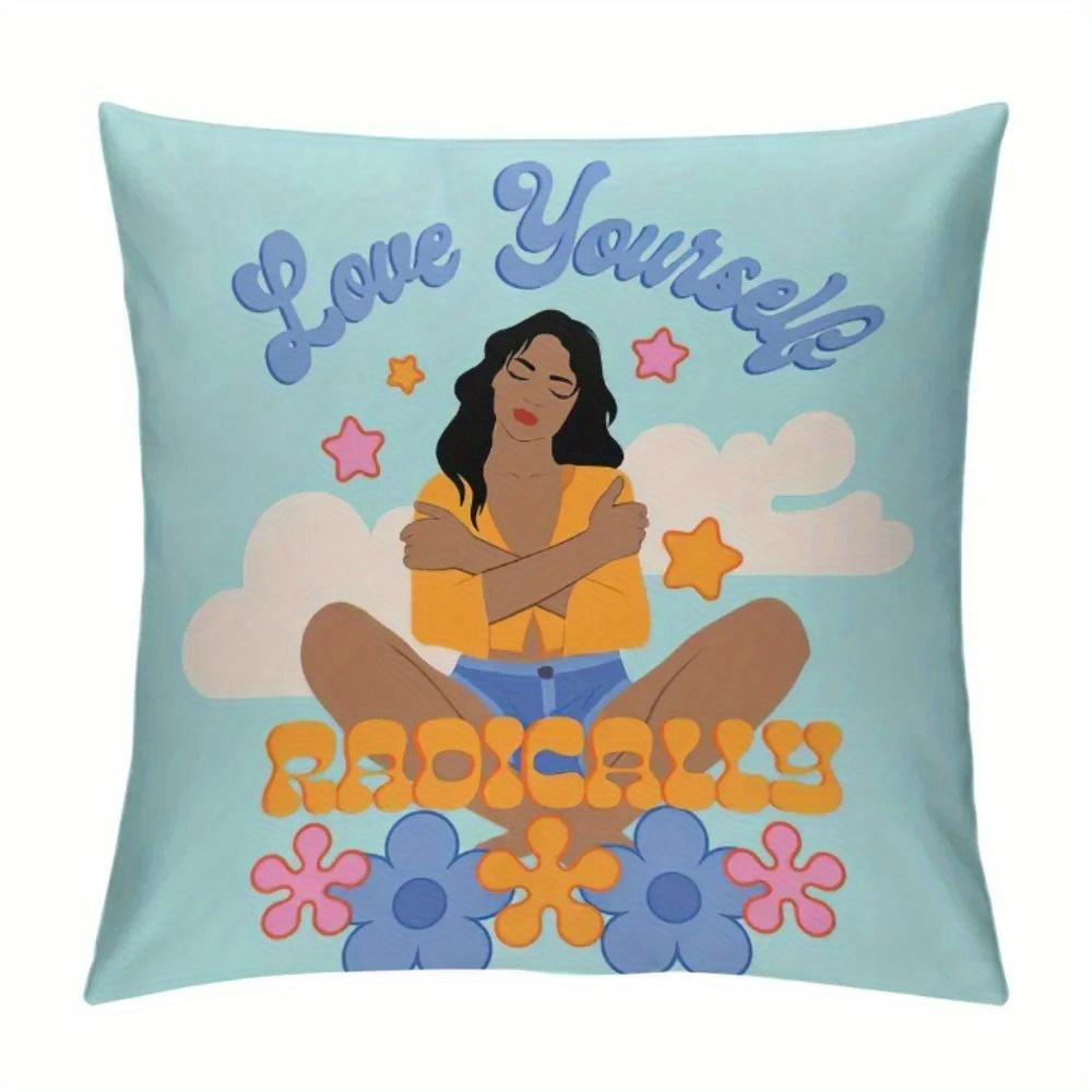 Home Decor Inspiring Motto-Printed Throw Pillow Covers Pattern Cushion Cover Suitable For Sofa Bedroom Car Pillow Cover