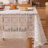 Beige Square Lace Openwork Tablecloth Retro European Embroidery Table Linen Wedding Party Garden Home Decoration