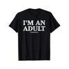 Men's Funny "I'm an Adult Technically" T-Shirt - Distressed White Print Retro Casual Tee with Humorous Slogan, Black Coming-of-Age Gift for Parties,