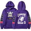New Five-Speed Luffy Print Hoodie - One Piece Anime Long-Sleeve Fleece Top