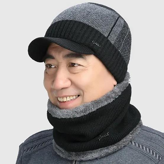 

WTEMPO Теплые зимние стильные шапки-бини с меховой подкладкой и шерстяными полями для мужчин и женщин, большие размеры, повседневные плюшевые ветрозащитные шапки One Size чёрный