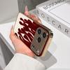 Lucky Start Phone Case For iPhone 17 16 15 14 13 12 11 Pro Max 16E Gold Electroplated Glass Shell  Burgundy Flames Cover