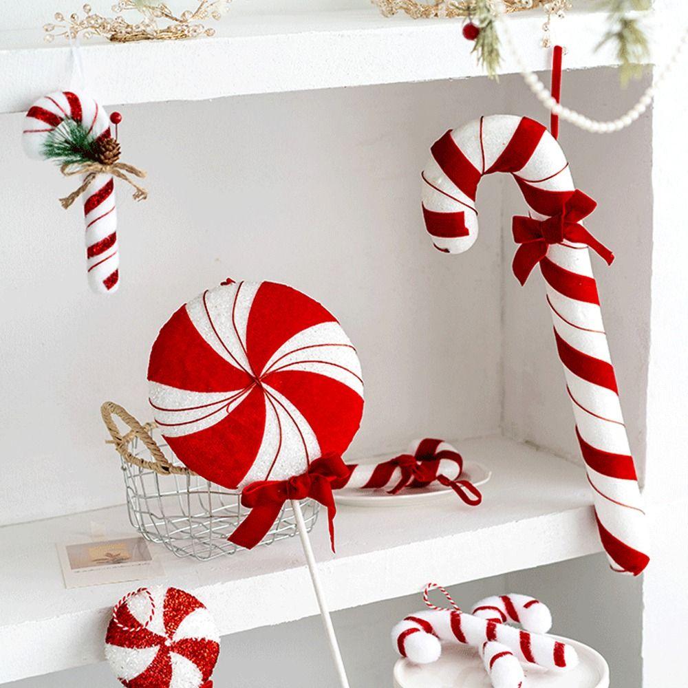 Large Candy Cane Hanging Ornaments White and Red Christmas Tree Decoration  New Year Decor