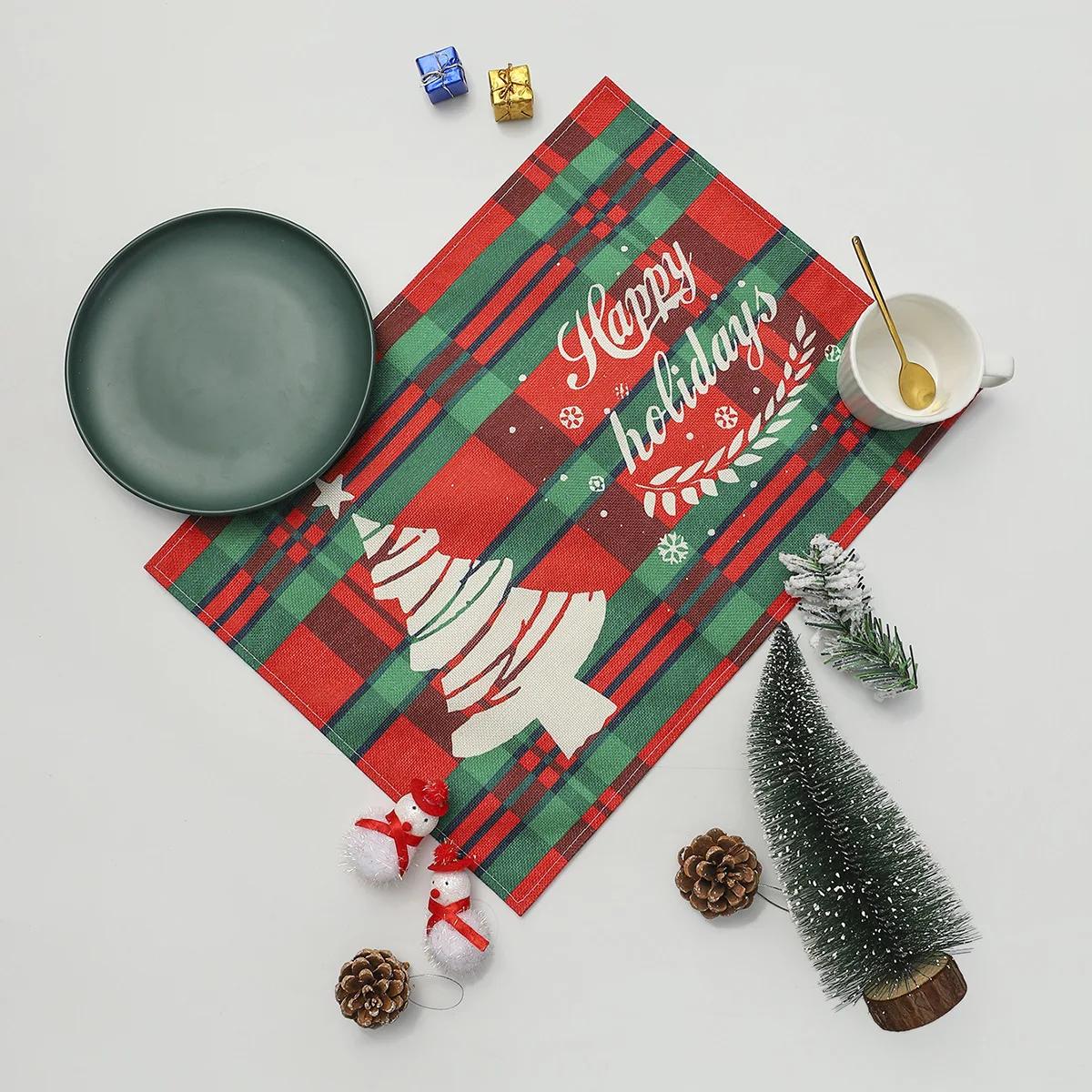 

1PCS Cotton Linen Placemats Christmas Decor Heat Insulation and Anti-slip Tablecloths Absorbent Pad Table Decoration Accessories 30X45cm