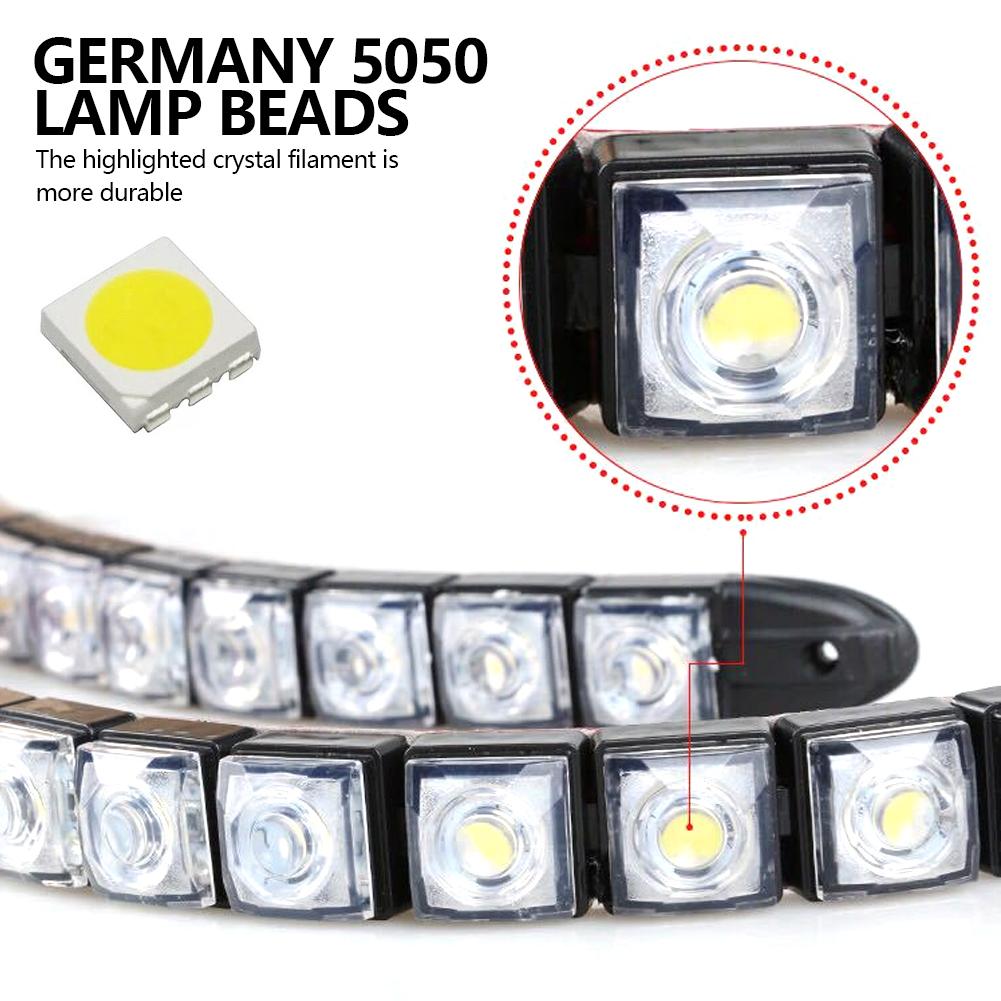 Car Daytime Running Lights Drl Led White COB Fog Bulb Flexible Silicone Auto Turn Signal Reverse Brake Trunk DayLight