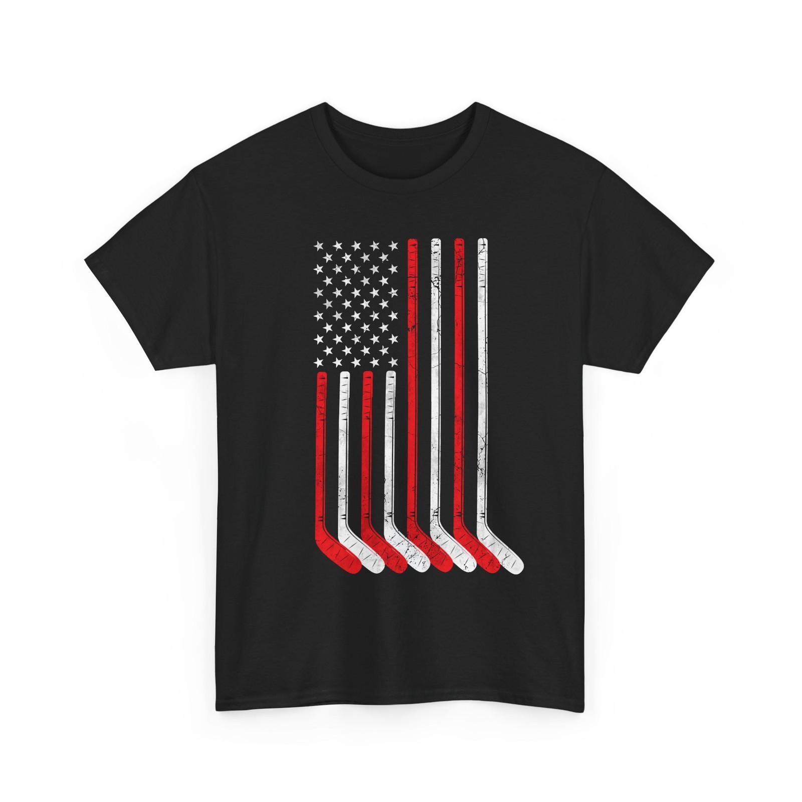 Ice Hockey T-Shirt, American Flag Hockey Stick Hockey Player Women Men Shirt S разноцветный