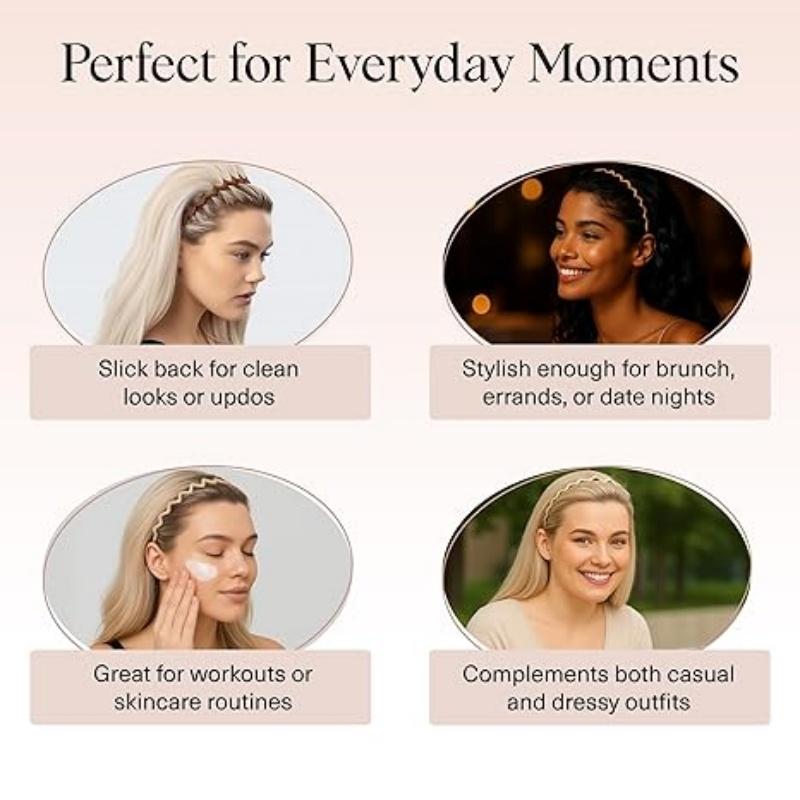 Kitsch Zig Zag Headbands for Women Non Slip –Fashion Accessories for Slicked Back -Comfortable Comb HStyles Eadband with Teeth | Ideal Gifts for Women