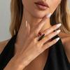 Luxury Red Irregular Zircon Open Ring for Women Vintage Geometric Inlaid Stone Adjustable Ring Vacation Party Zircon Gift