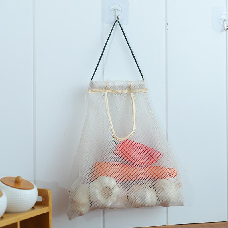 

Vegetable Hang Fruit Storage Bag Wall Mounted Polyester Breathable Storage Net White 35cm