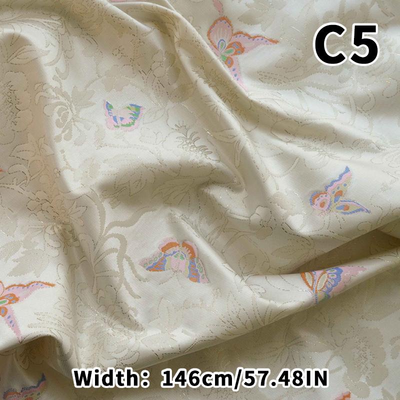 Colorful Woven Satin Butterfly Fabric Yarn-dyed Golden Silk Jacquard Fabric For Diy Sewing Dress Skirt Hanfu Qipao Bag Material