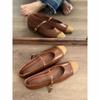 Sheepskin Version~ Retro Camellia Small Fragrant Mary Jane Shoes for Women with Round Head Straw Woven Skirt Single Shoes