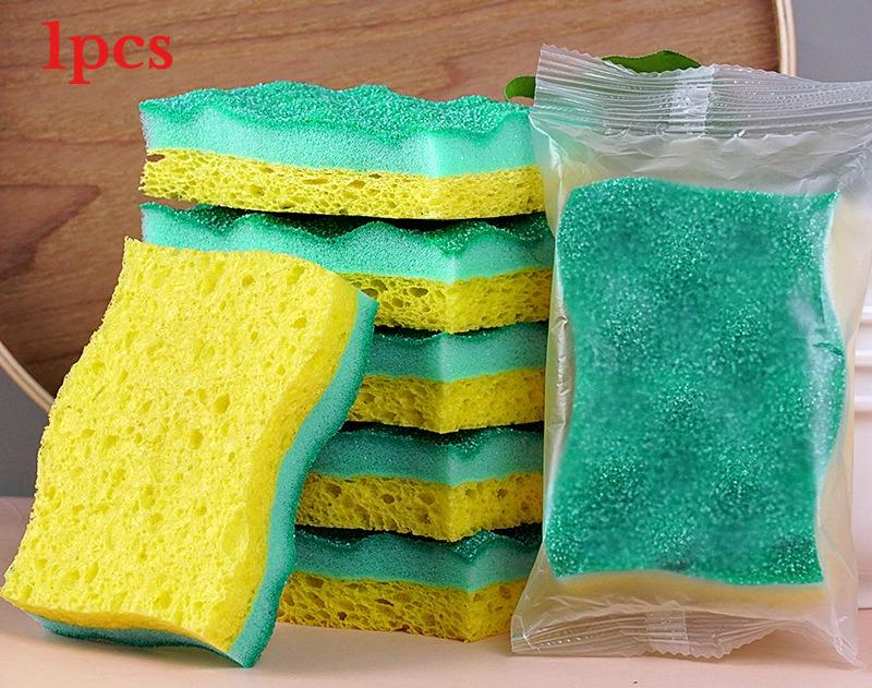 Волнообразная губка из древесной массы и хлопка для протирки Кухонная губка Не царапает посуду или кастрюли Биоразлагаемая губка