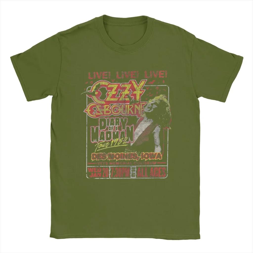 Casualowe na żywo dla wszystkich grup wiekowych Dziennik Ozzy'ego Osbourne'a Koszulki dla mężczyzn Okrągły dekolt Czysta bawełna T-shirt Krótki rękaw T-shirt Duże rozmiary Topy