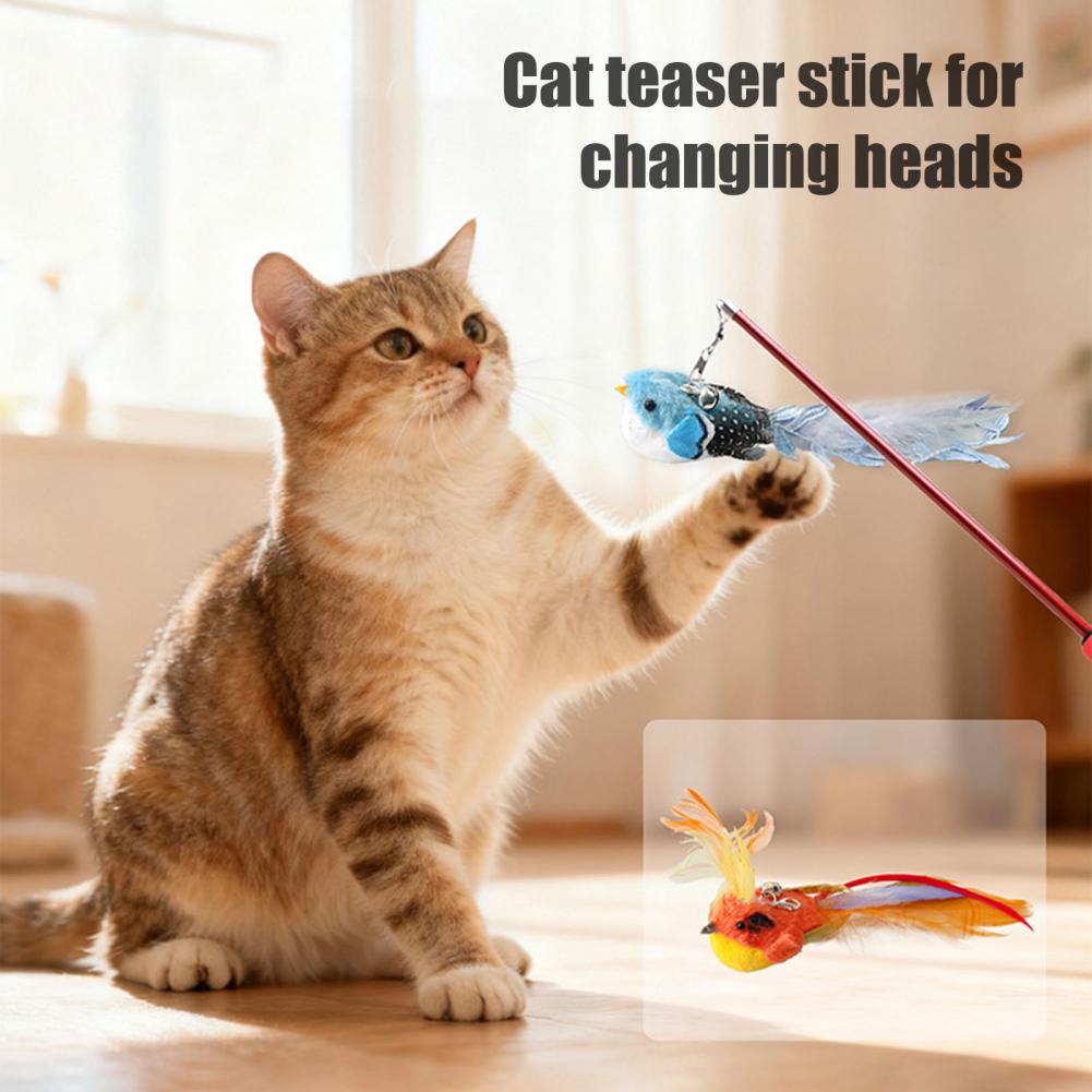 Cat Toy Cat Toy Replacement Cat Teaser Wand Replacement Plush Bird with Feathers Bell Toy for Hunting Instincts Kitten Chasing
