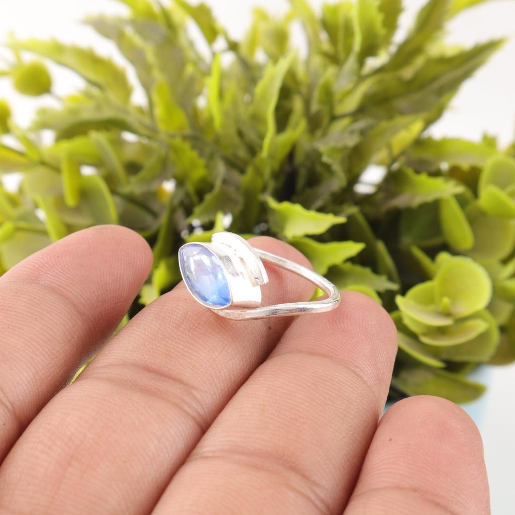 Tanzanite Gemstone 925 Sterling Silver Jewelry Handmade Wedding Ring For Women RR-60-12