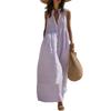 New European and American holiday style fashion casual big v-neck sleeveless big swing dress